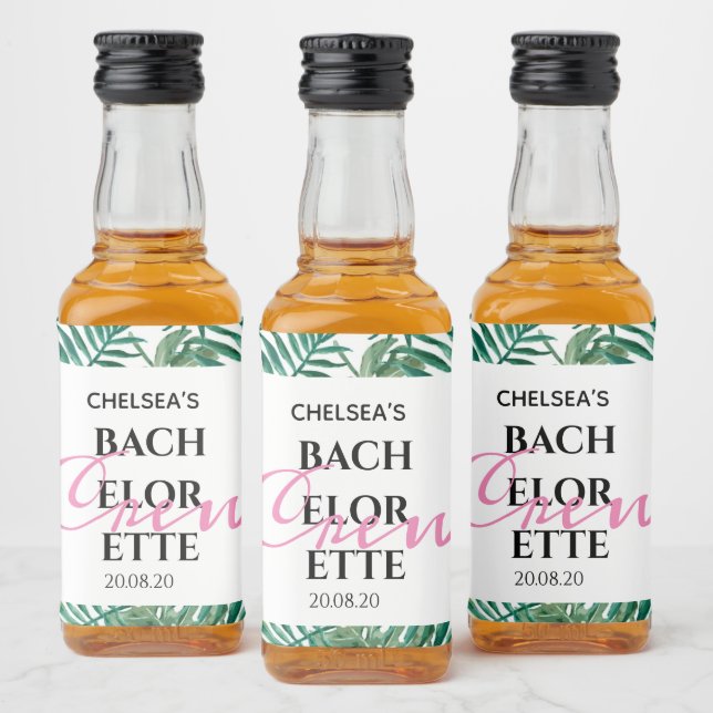 Exotic Tropical Palm Bachelorette Crew Party Alkoholflaschenetikett (Flaschen)