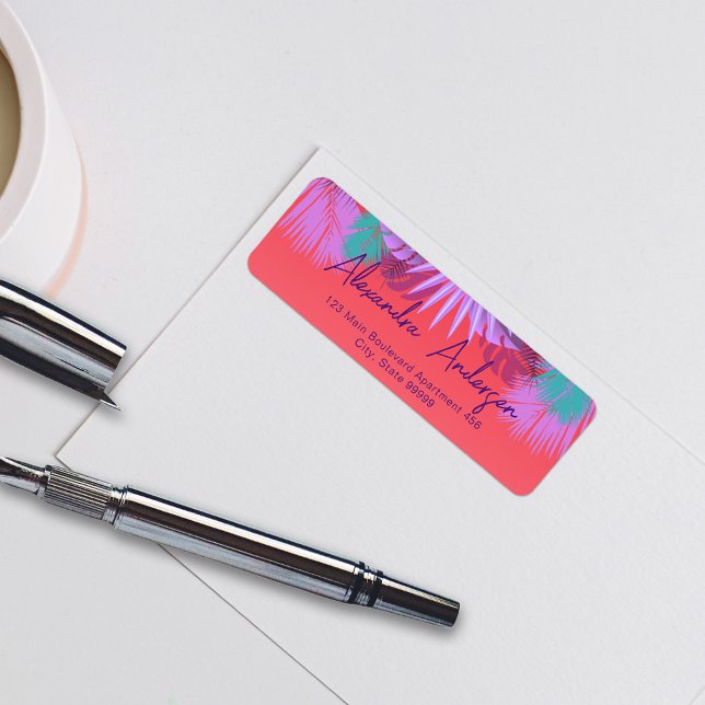 Exotic Tropical Palm Blätter Stilvolle Skriptbezei (Von Creator hochgeladen)