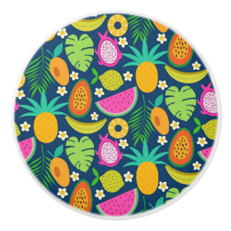 Exotic Tropical Pineapple Banana Dragon fruit  Keramikknauf