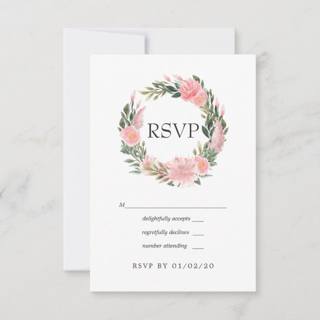 Exotic Tropical Pink Flamingo Wedding RSVP Karte (Vorderseite)