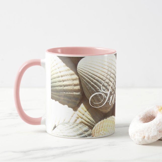 Exotic Tropical Sea Muschel Summer Beach Fotografi Tasse (Mit Donut)