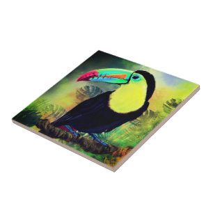 Exotic Tropical Toco Toucan Bird - Malerei Art Fliese