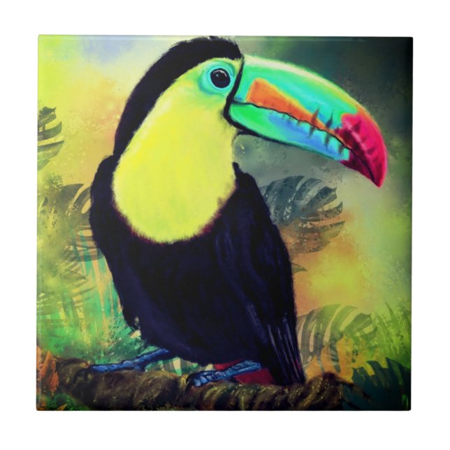 Exotic Tropical Toco Toucan Bird - Malerei  Fliese (Vorderseite)