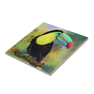 Exotic Tropical Toco Toucan Bird - Malerei Mignon Fliese