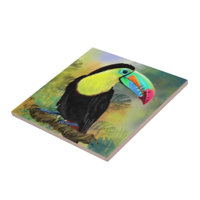 Exotic Tropical Toco Toucan Bird - Malerei Mignon Fliese (Seite)