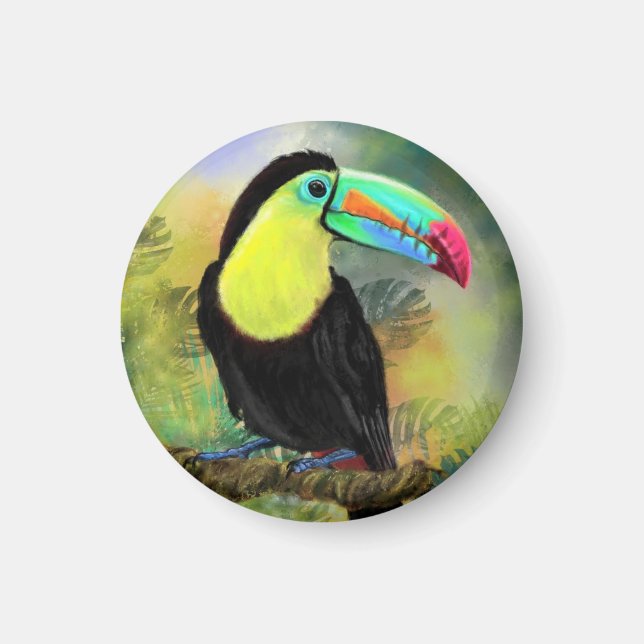 Exotic Tropical Toco Toucan Bird - Malerei Mignon Magnet (Vorne)