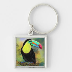 Exotic Tropical Toco Toucan Bird - Malerei Mignon Schlüsselanhänger