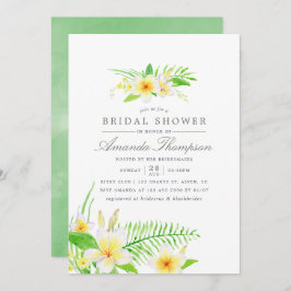 Exotic Watercolor Frangipani Blume Brautparty Einladung