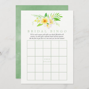 Exotic Watercolor Frangipani Brautparty Bingo Einladung