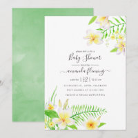 Exotic Watercolor Frangipani Floral Baby Dusche
