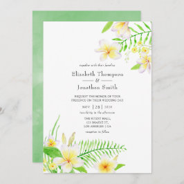 Exotic Watercolor Frangipani Floral Wedding Einladung