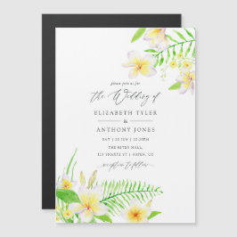 Exotic Watercolor Frangipani Floral Wedding Magneteinladung