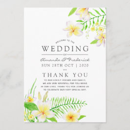 Exotic Watercolor Frangipani Floral Wedding Programm