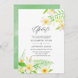 Exotic Watercolor Frangipani Floral Wedding Update Einladung