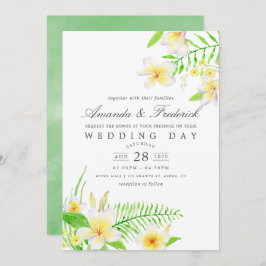 Exotic Watercolor Frangipani Floral Wedite Einladu Einladung