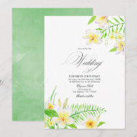 Exotic Watercolor Frangipani Floral Wedite Einladu
