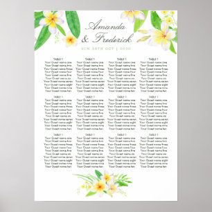 Exotic Watercolor Frangipani Hochzeitstabelle Poster