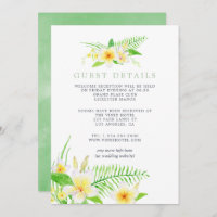 Exotic Watercolor Frangipani Wedding Guest Details