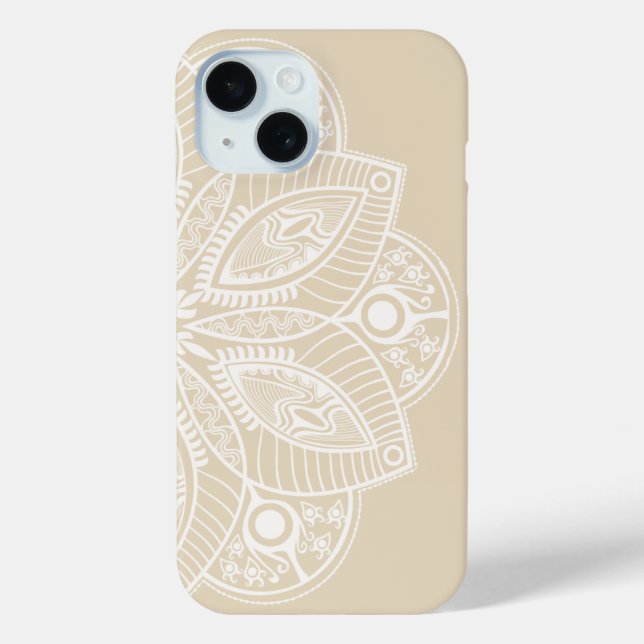 Exotic White Mandala auf Beige Hintergrund Case-Mate iPhone Hülle (Rückseite)