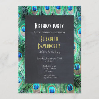 Exotic Wild Peacock Feathers Geburtstagsparty Einl Einladung
