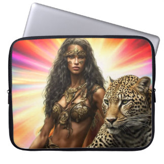 Exotic Woman in Brown Leather Bikini on a Laptopschutzhülle