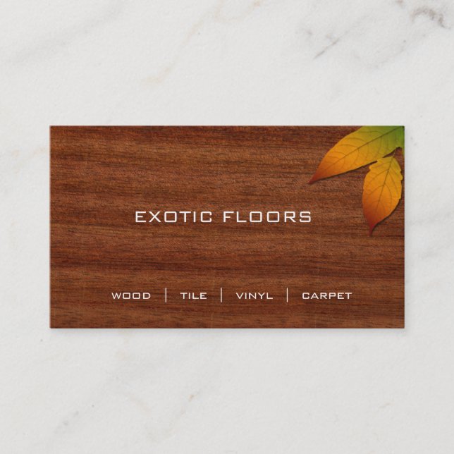 Exotic Wood Business Card mit Herbstleaf 2 Visitenkarte (Vorderseite)