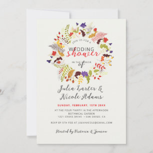Exotic Woodland Wildblume Wreath Polterabend Einladung