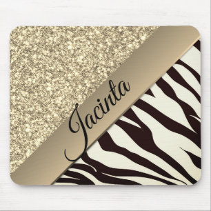 Exotic Zebra Gold Glam Mousepad
