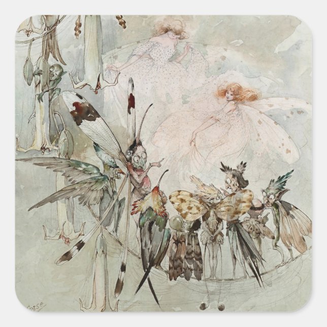 “Exotics at Play” by A Duncan Carse Quadratischer Aufkleber (Vorderseite)