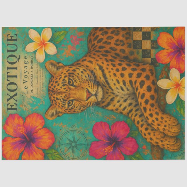 Exotique Leopard Decoupage Paper - Tropischer Jung Seidenpapier (Vorderseite)