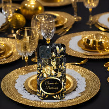 Exotisch Elegant Floral Reich Gold Schwarz