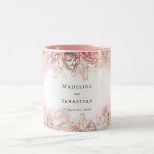 Exotisch rosa Ananas Blush Wedding Zweifarbige Tasse