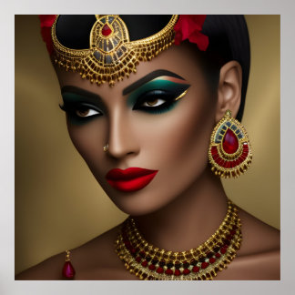 Exotische ägyptische Juwelen Frauen Gold rot schwa Poster