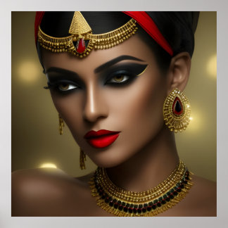 Exotische ägyptische Juwelen schöne Frauen Gold ro Poster