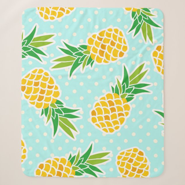 Exotische Ananas: Blue Polka-Dot Fun. Sherpadecke (Vorderseite)