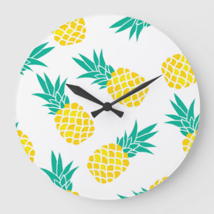 Exotische Ananas: Gelbes Vergnügen. Große Wanduhr