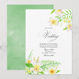 Exotische Aquarell-Frangipani-Blumenhochzeits-Einl Einladung