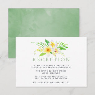 Exotische Aquarell-Frangipani-Hochzeitsempfang Einladung
