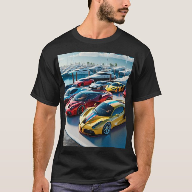 Exotische Autos und Boote T-Shirt (Vorderseite)