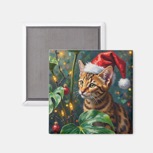 Exotische Bengal Katze Dschungel Weihnachten Spiel Magnet