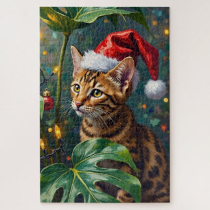 Exotische Bengal-Katze Dschungel Weihnachten Spiel Puzzle