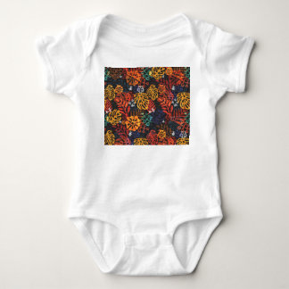Exotische Blätter auf Denim, nahtlos drucken. Baby Strampler