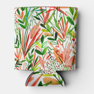 Exotische Blätter, Blume, Aquarellwaldflächen Dosenkühler