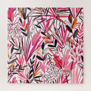 Exotische Blätter Blume Regenwaldmuster Puzzle