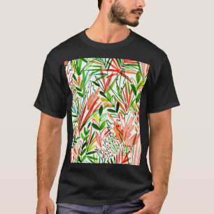 Exotische Blätter, Blumen, Aquarell-Regenwaldmuste T-Shirt