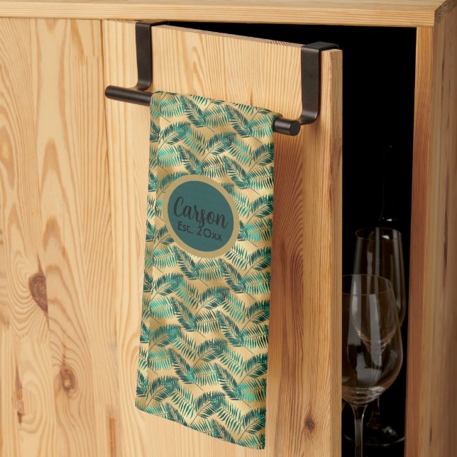 Exotische Blätter Geschirrtuch (Drittel gefaltet)