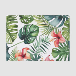 Exotische Blätter, tropische Wasserfarbe und Blume Seidenpapier