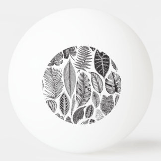 Exotische Blätter, vintage Blumenmuster in Schwarz Tischtennisball