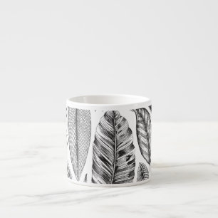 Exotische Blätter, vintage Blumenmuster schwarz un Espressotasse