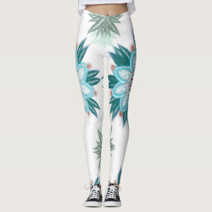 Exotische blaue Blume Mandala Leggings